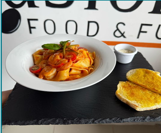 Pasta pomodoro con camaron